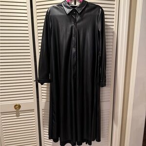 Zara Black Maxi Dress with Pleated Details and Long Cuffed Sleeves